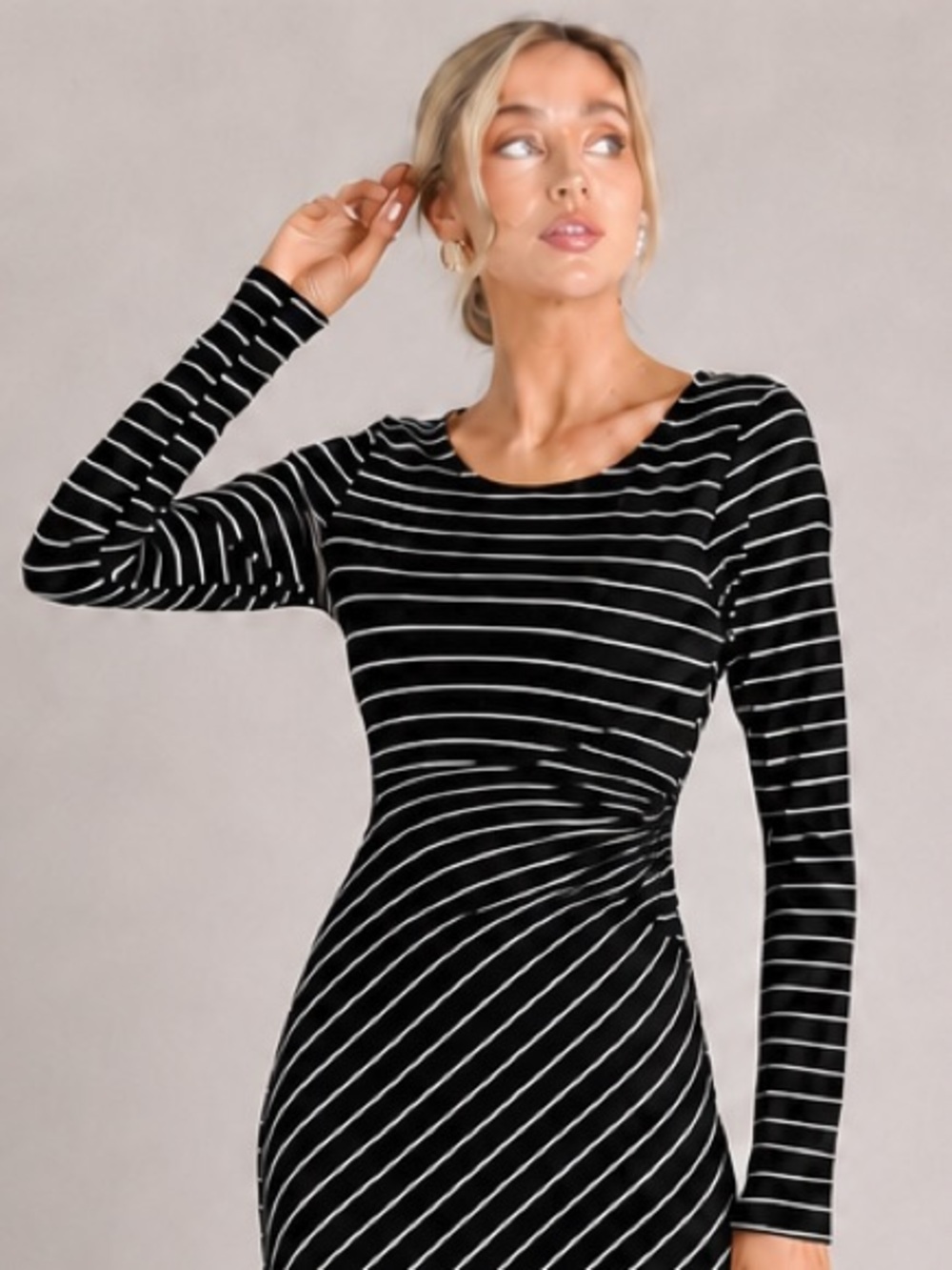 NWT Gilly for Stitchfix Striped Black and White Long Sleeve Maxi Dress